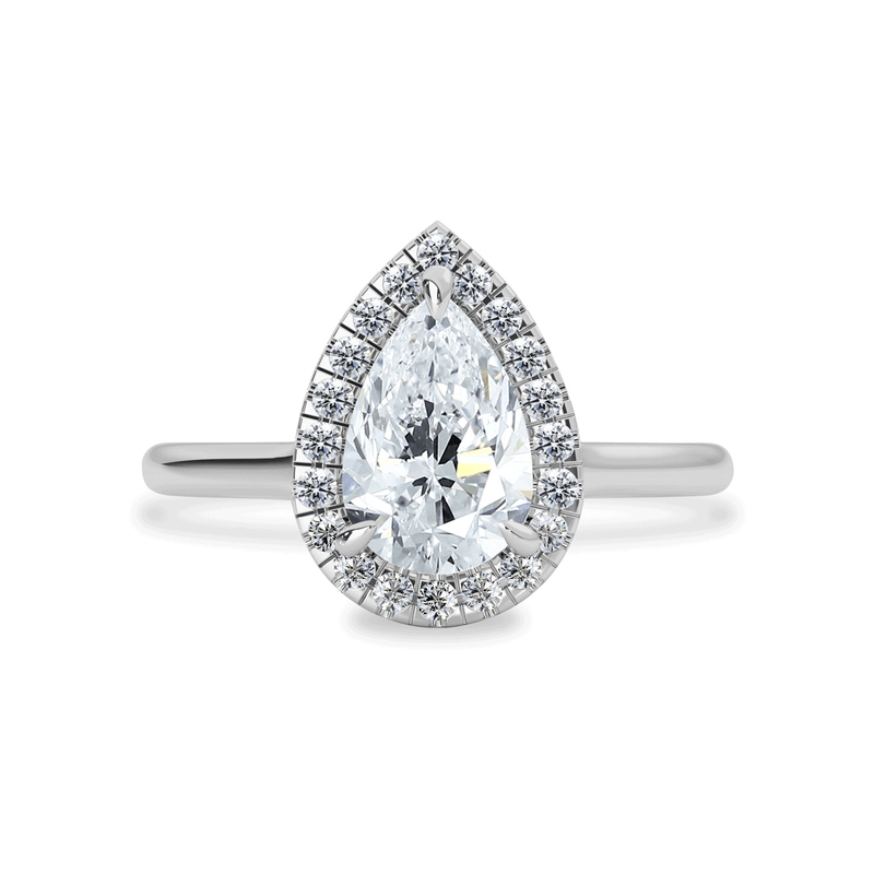 Paula Forever Halo Engagement Ring, Pear Cut With Pavé