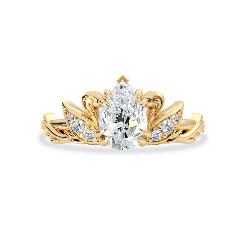 Pear Love Swan Engagement Ring, Pear Cut