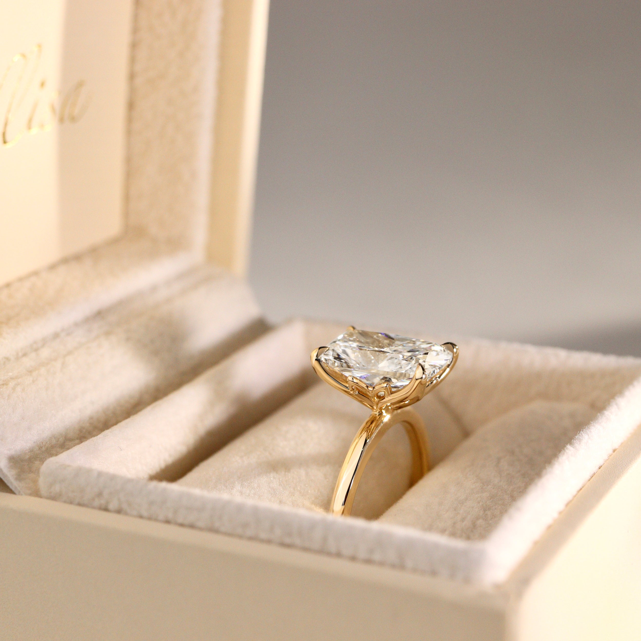 Elara Elongated Cushion Petal Solitaire Engagement Ring