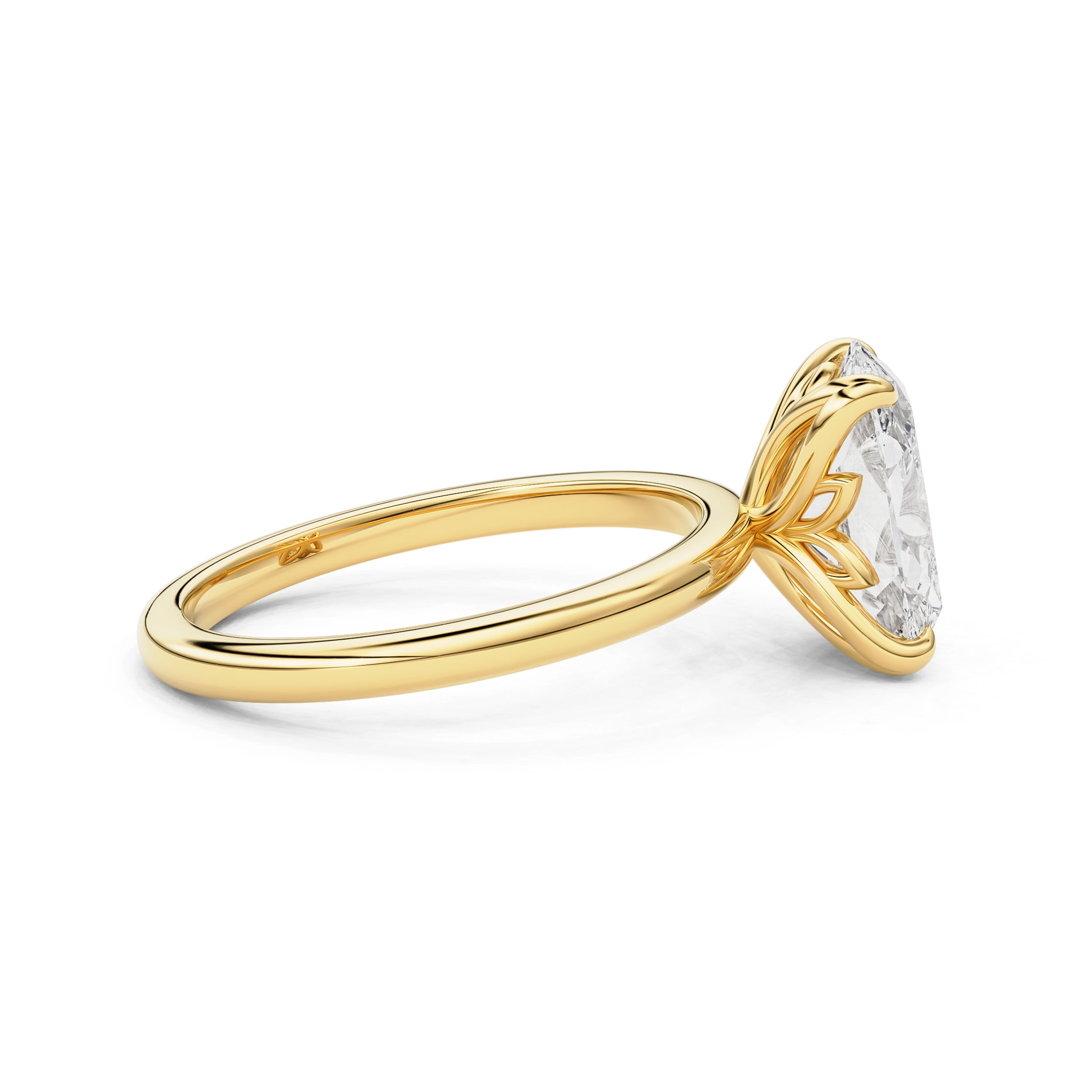 Elara Elongated Cushion Petal Solitaire Engagement Ring