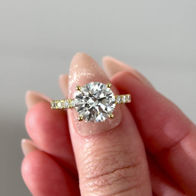 3ct round diamond pave band engagement ring