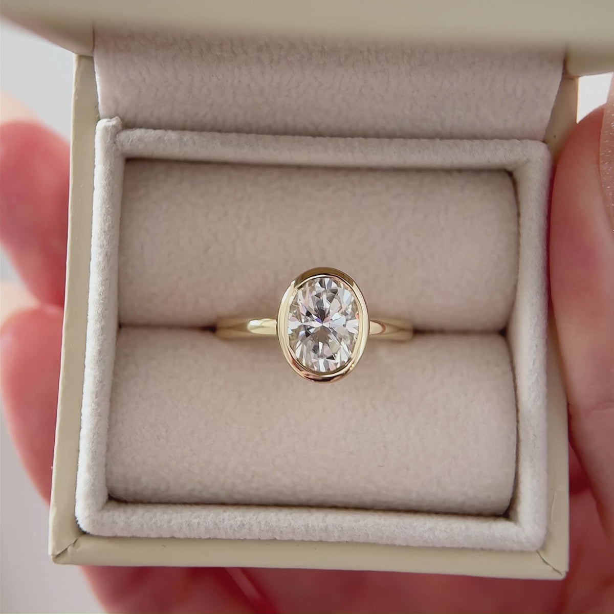 9x7mm oval moissanite bezel engagement ring