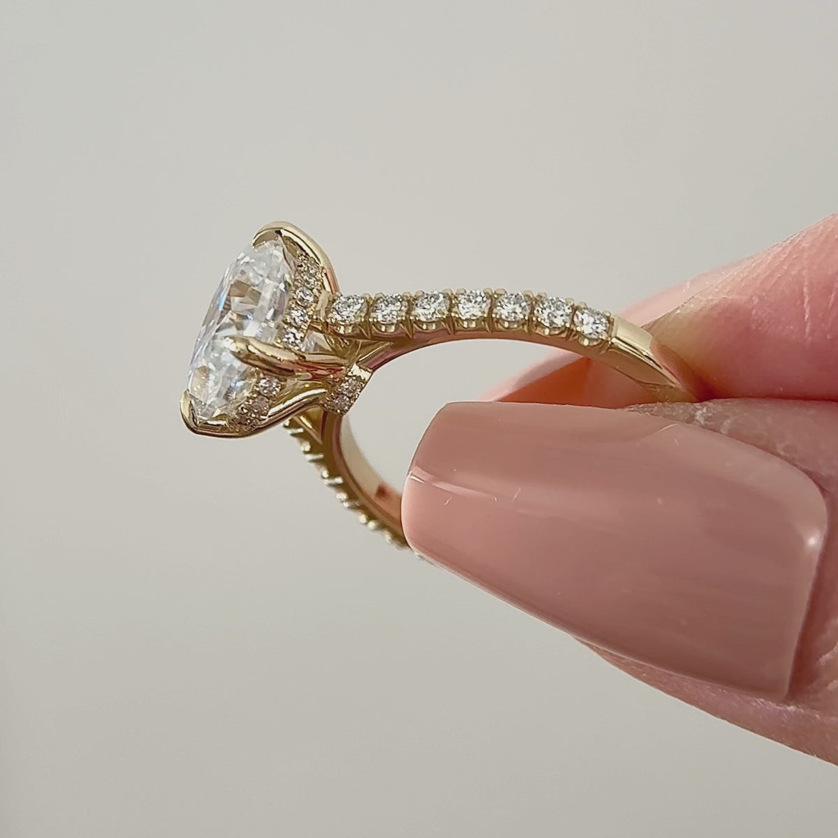 10x8mm oval moissanite cathedral engagement ring