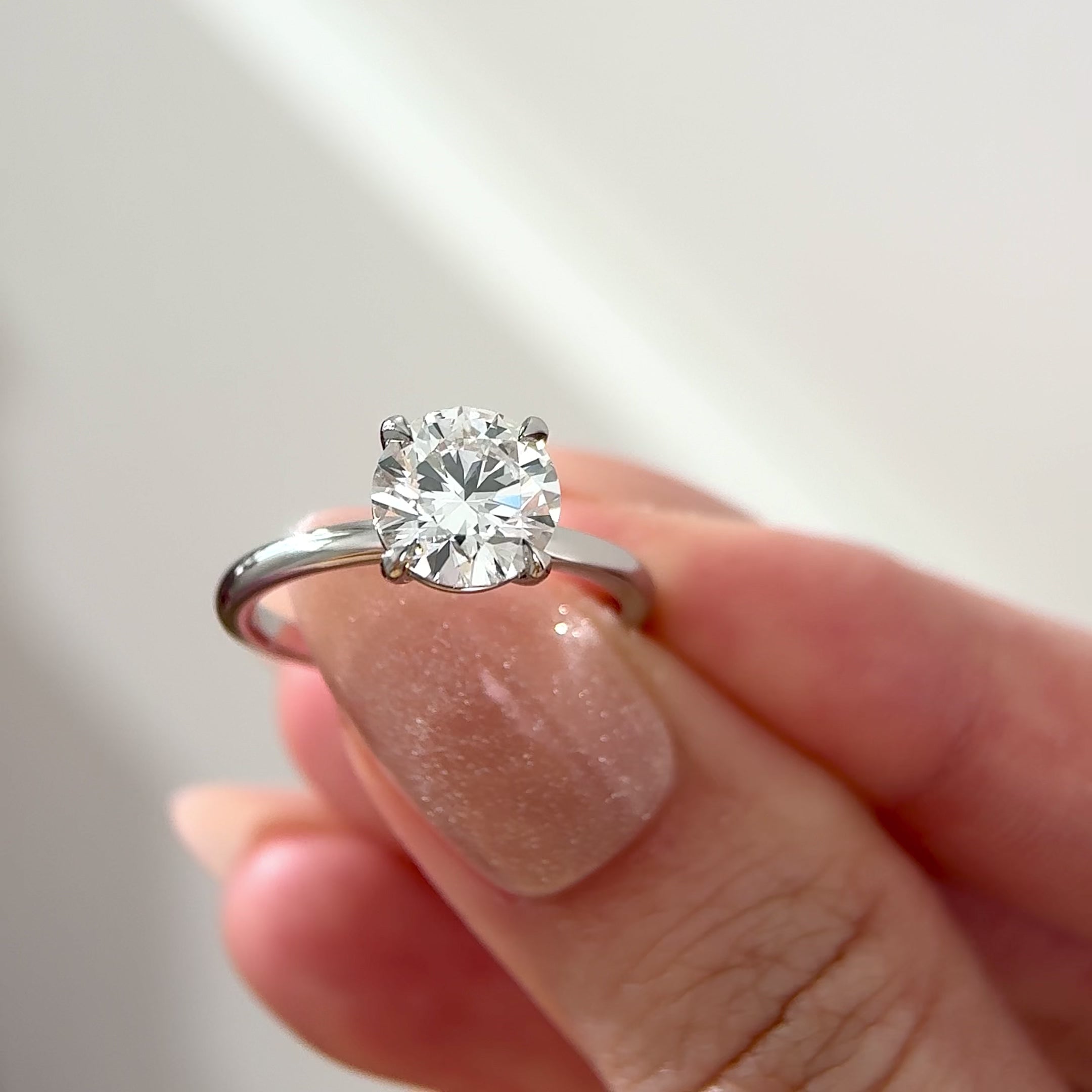 1.5ct round lab diamond solitaire engagement ring in white gold