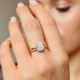 Isla Halo Engagement Ring, Radiant Cut With Cathedral