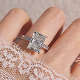 Lily Double Hidden Halo Engagement Ring, Moissanite/Lab Grown Diamond