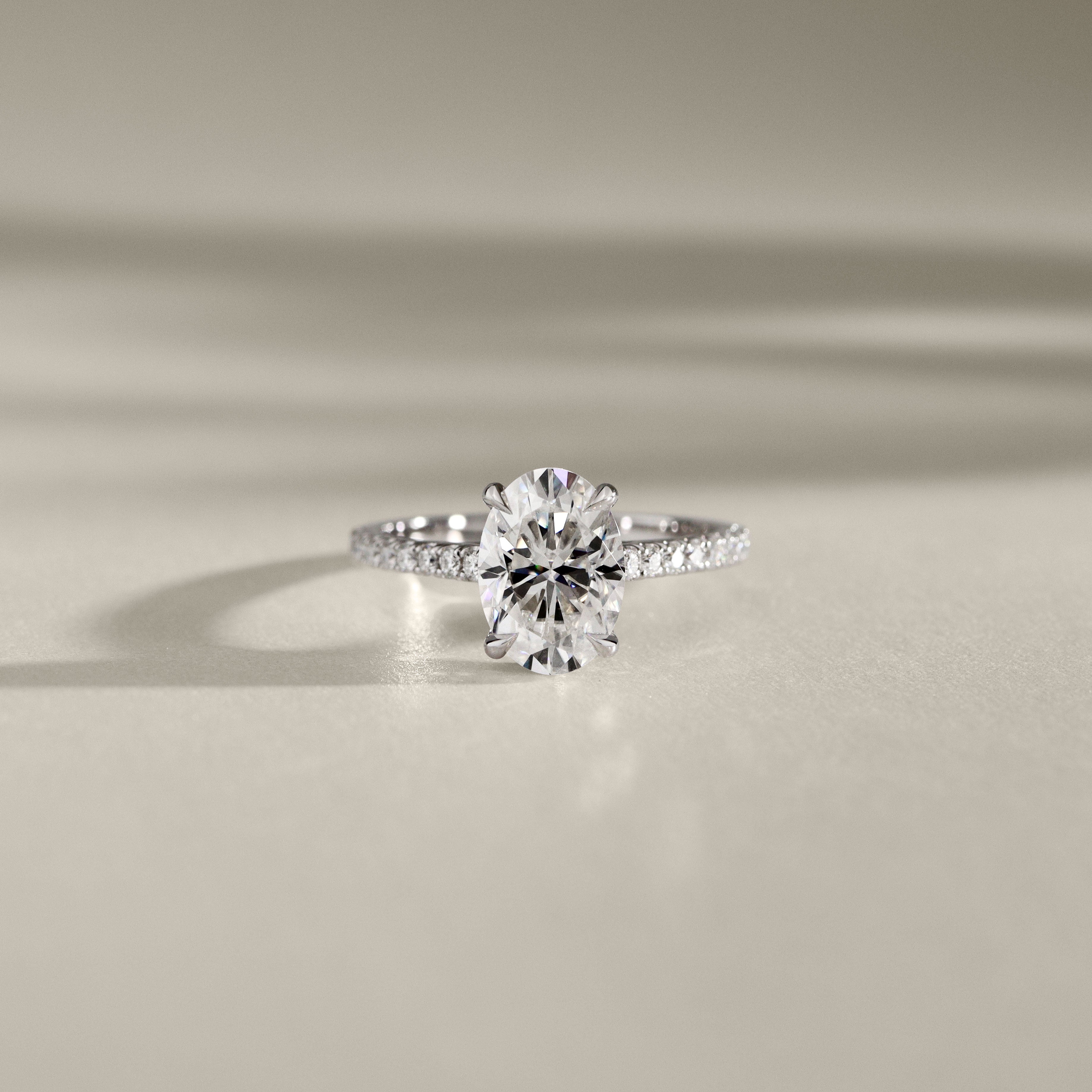 Riley Oval Hidden Halo Engagement Ring, Moissanite/Lab Grown Diamond