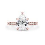 Brynlee 5 Claw Pear Engagement Ring, Solitaire with Pave