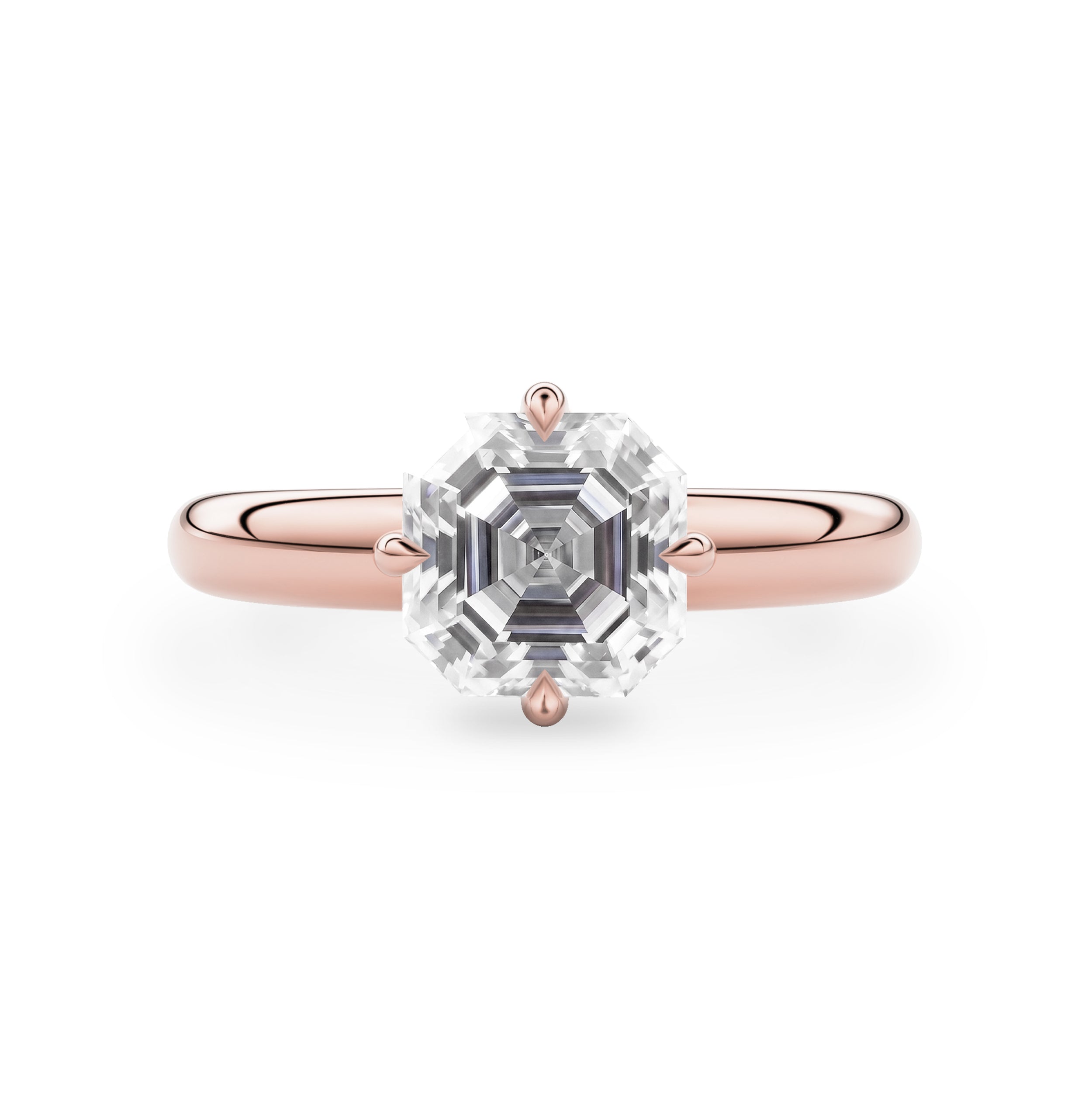 Eleanor Asscher Cut Moissanite Solitaire Engagement Ring