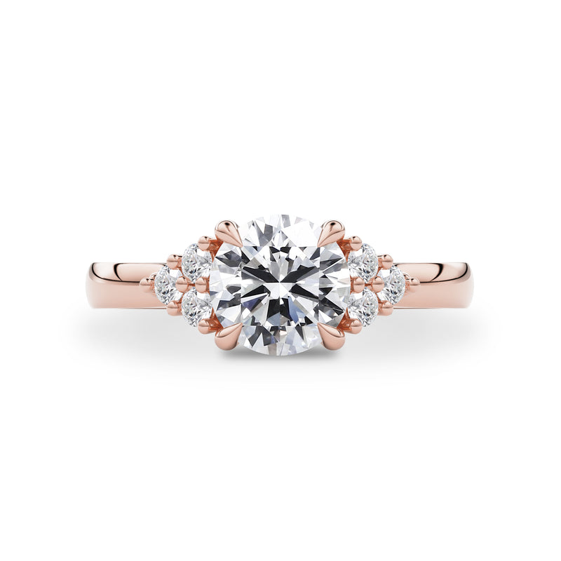 Gracious Dream Round Cathedral Engagement Ring, High Set