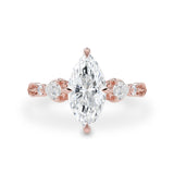 Madison Marquise Art Deco Leaf Engagement Ring, Compass Set