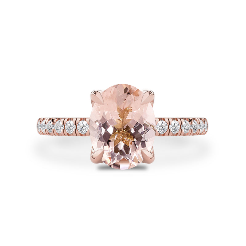 True Promise Oval Morganite Engagement Ring, Pave Accent