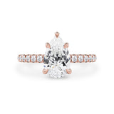 Laura Pear Cut Hidden Halo Engagement Ring, Moissanite/Lab Grown Diamond