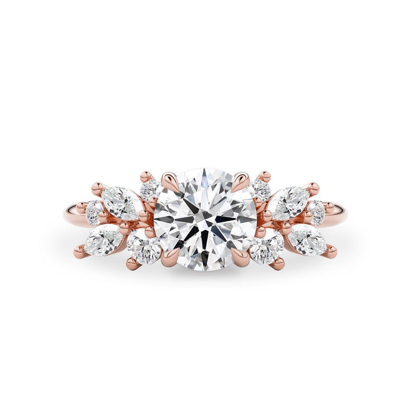 Round Anna's Dream Engagement Ring, Round Brilliant With Marquise