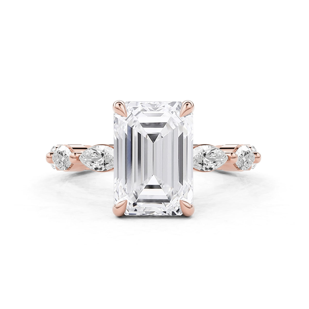 Marielle Emerald Cut Marquise Diamond Band Engagement Ring