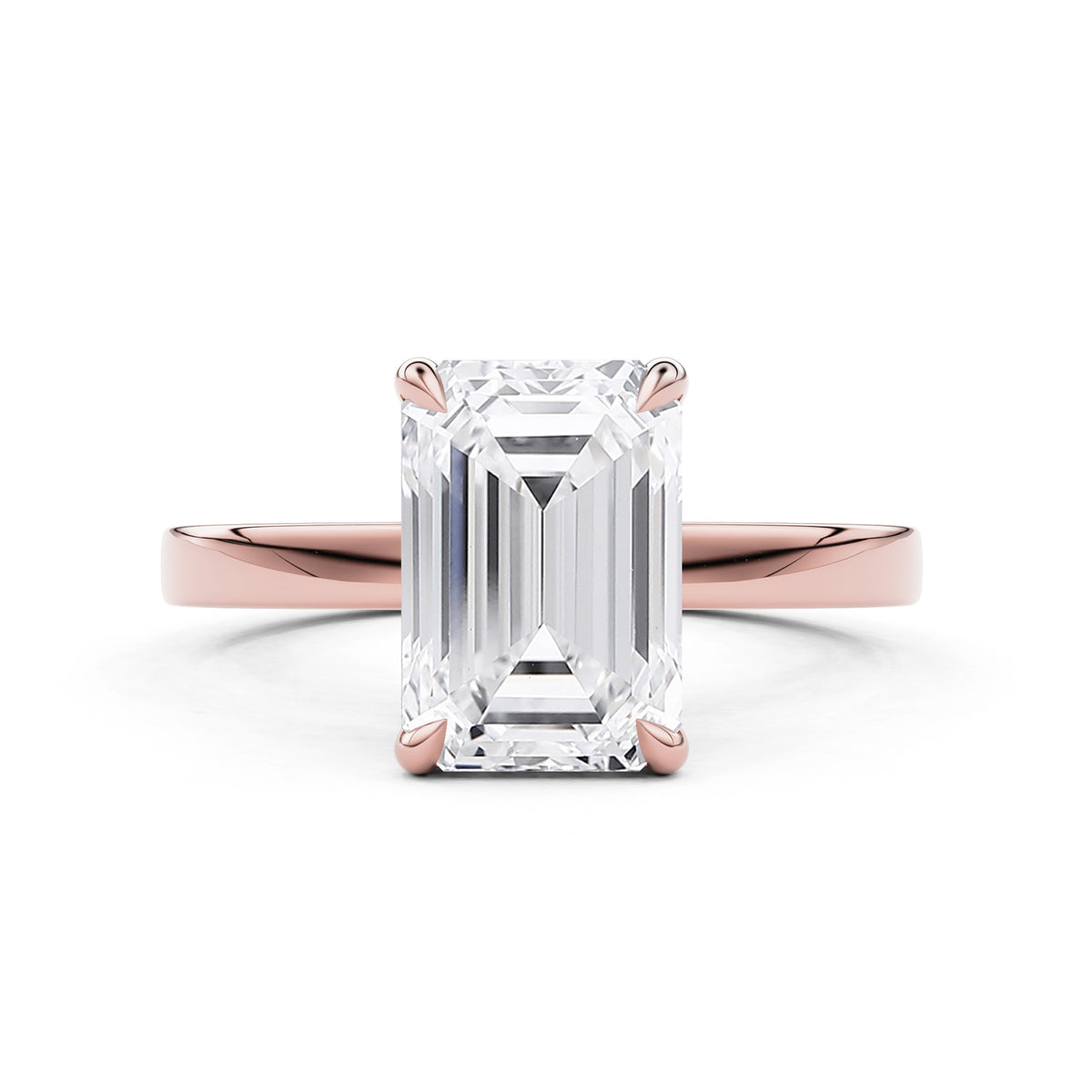 Serelle Emerald Cut Raised Hidden Halo Engagement Ring