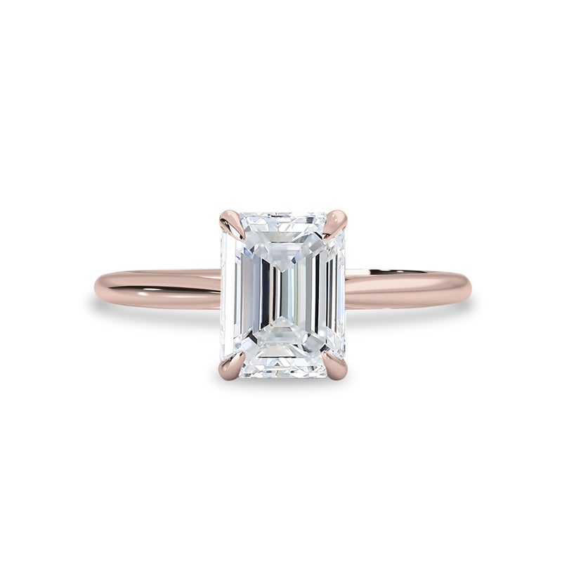 Vera Emerald Cut Solitaire Engagement Ring, Moissanite/Lab Grown Diamond