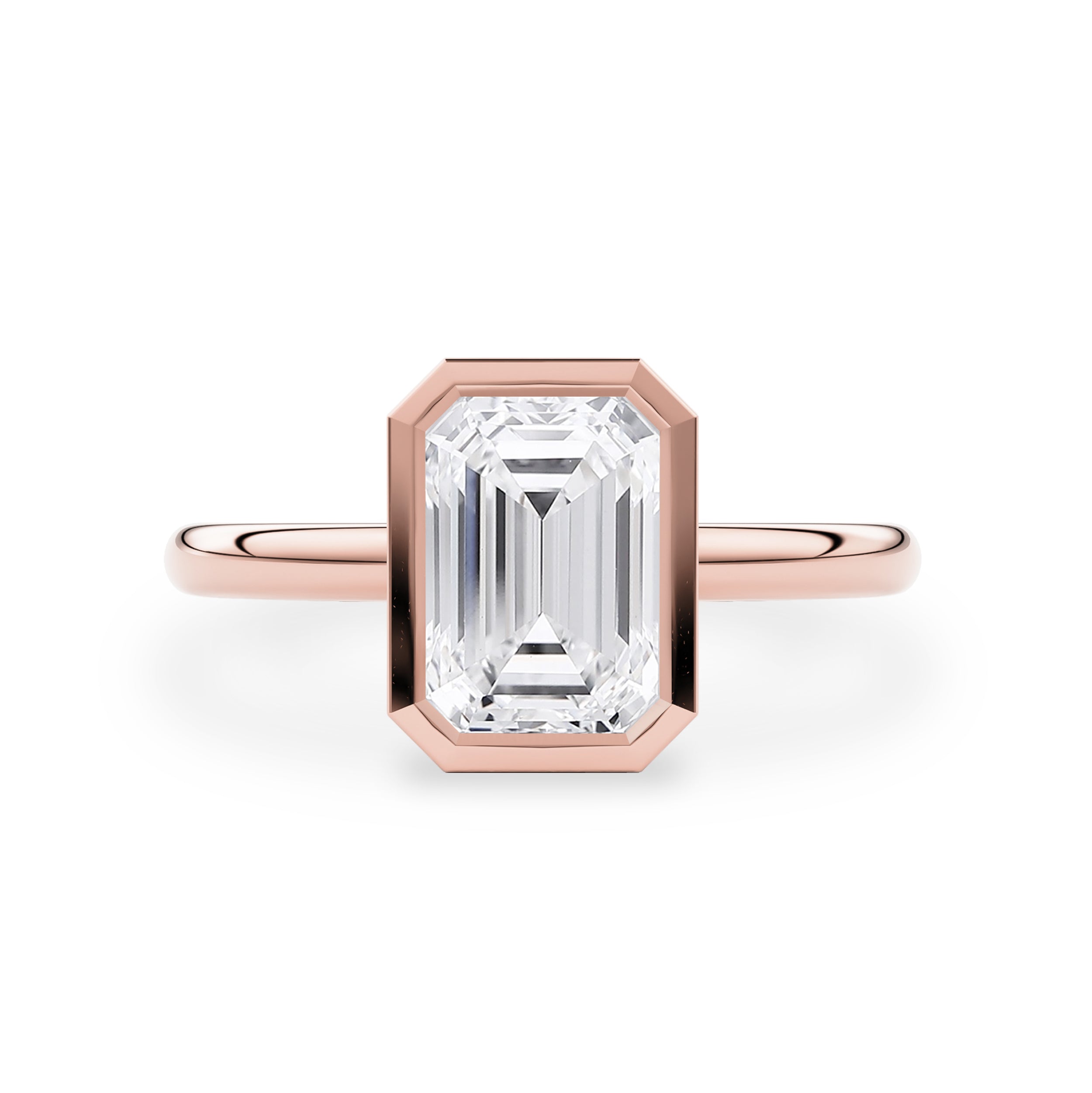 Elowen Emerald  Bezel Solitaire Petal Gallery Engagement Ring
