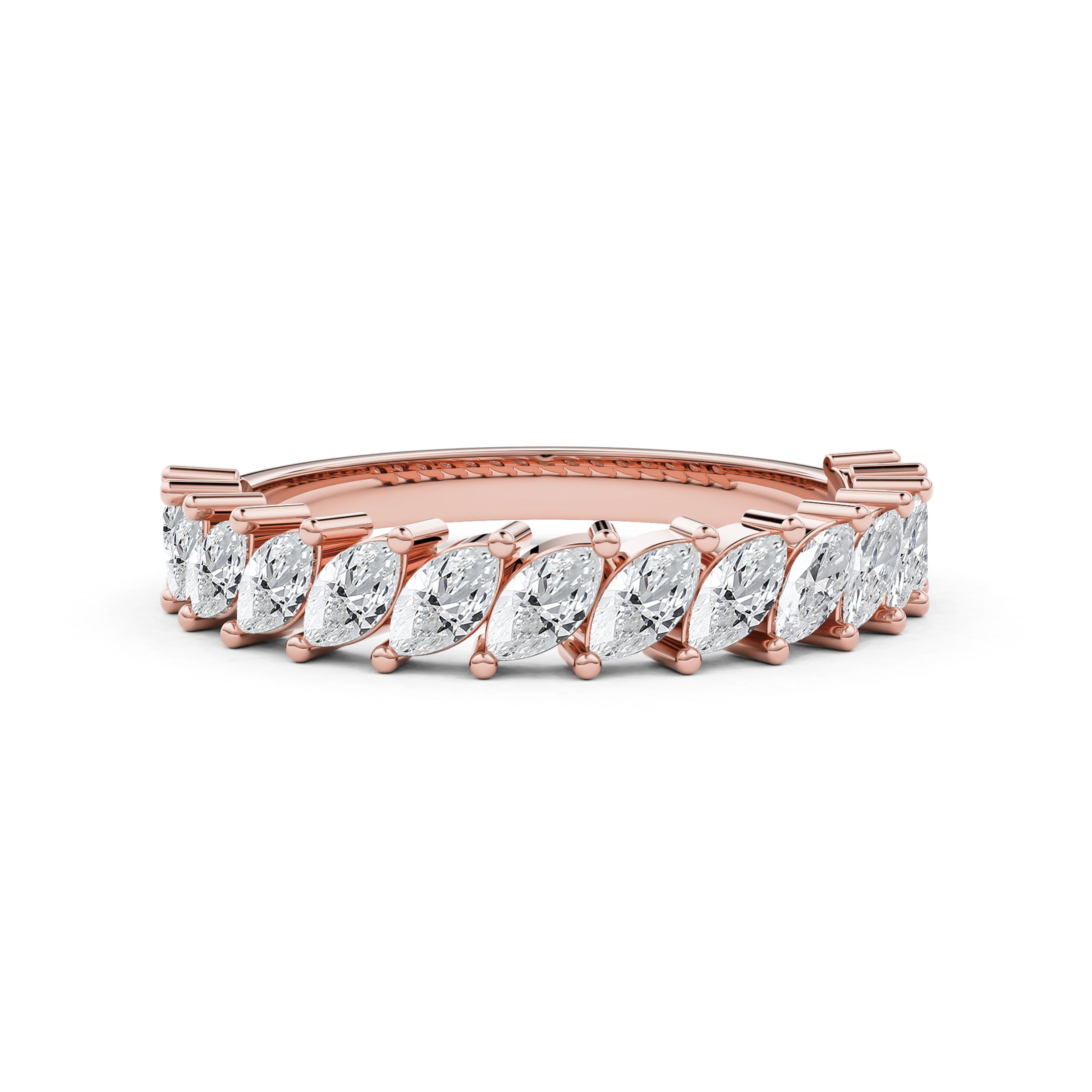 Bellisa Slanted Marquise Lab Diamond Half Eternity Wedding Band