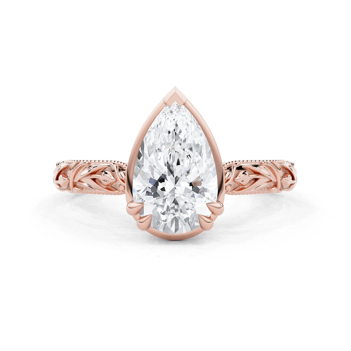 Florienne Pear Tulip Cathedral Engagement Ring