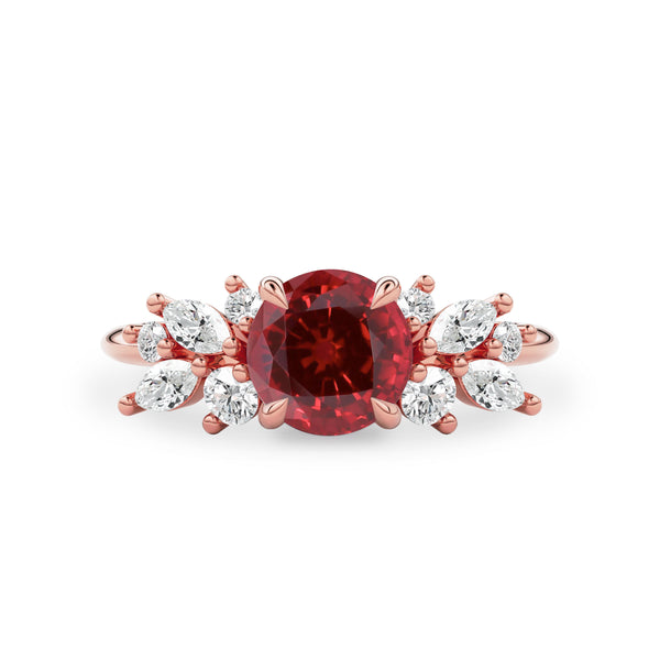 Anna's Dream Round Lab Ruby Cluster Engagement Ring