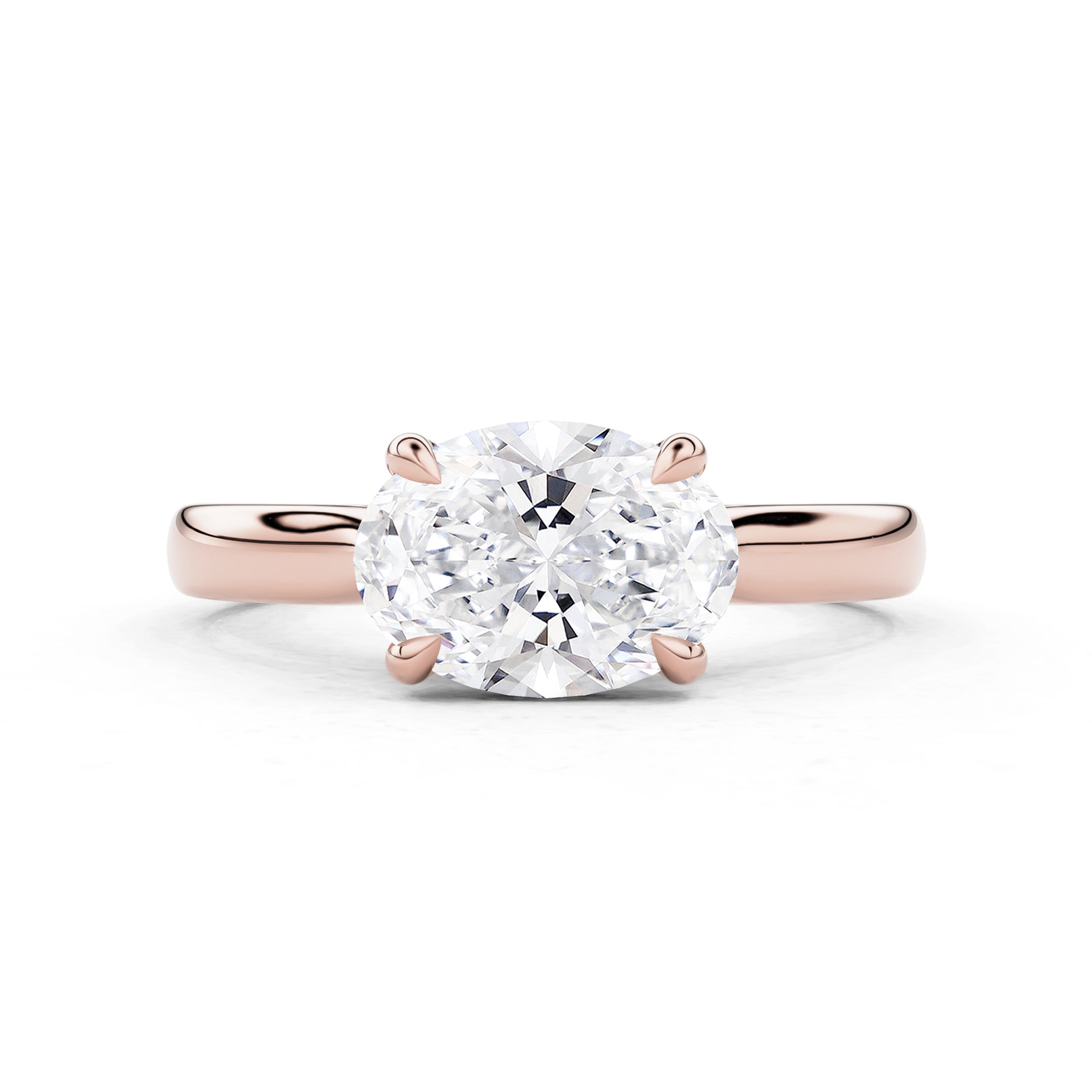 Lyra East West Oval Cut Solitaire Cathedral Engagement Ring