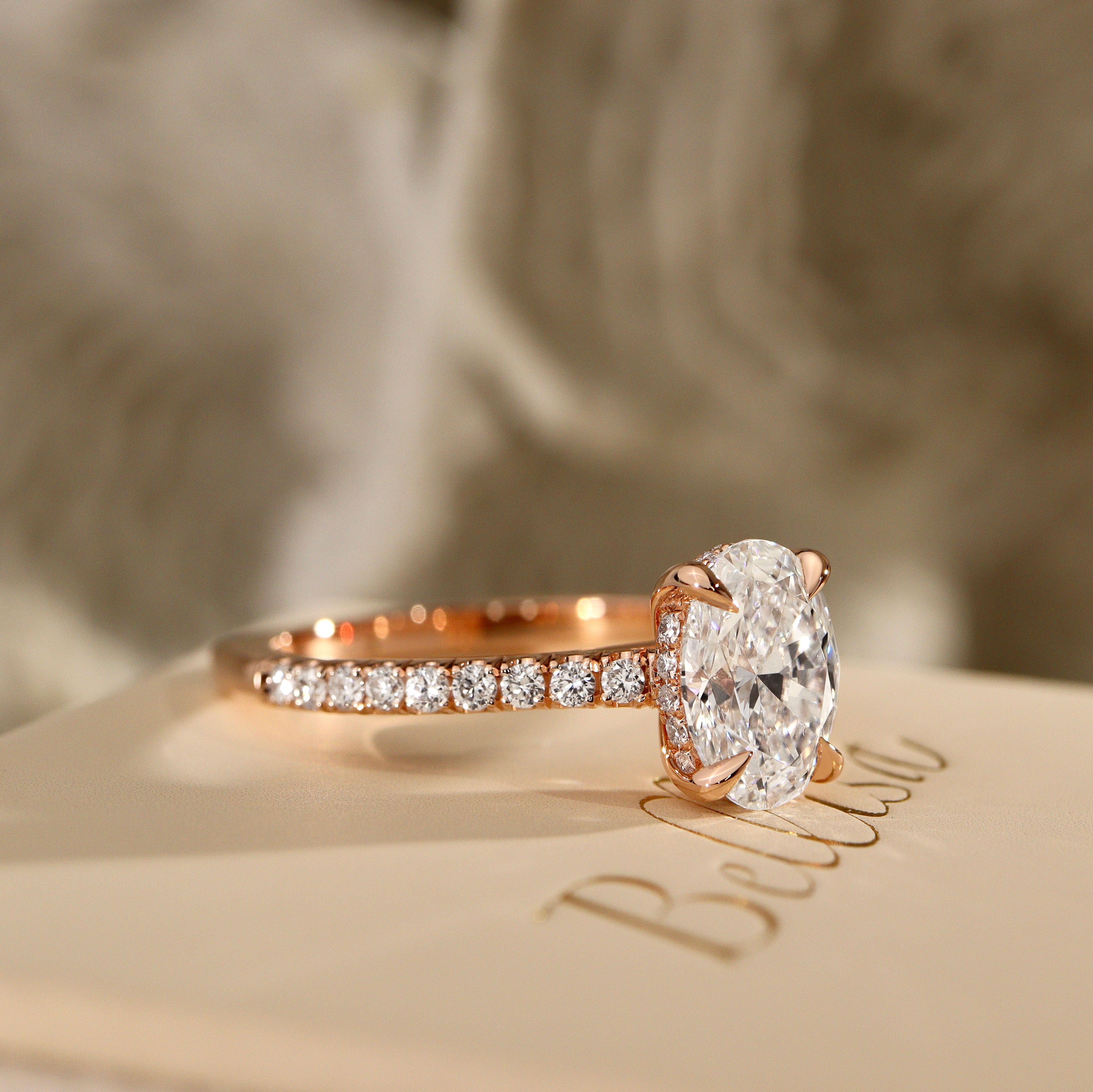 Customization -  Lab Diamond Riley Oval Hidden Halo Engagement Ring, w/ Euro Shank