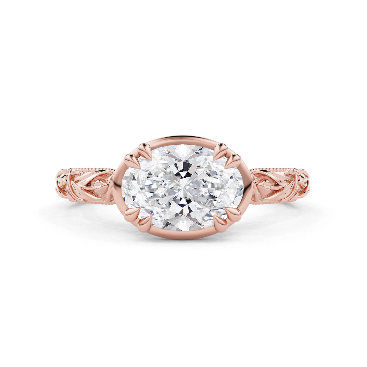 Florienne East West Oval Tulip Cathedral Engagement Ring