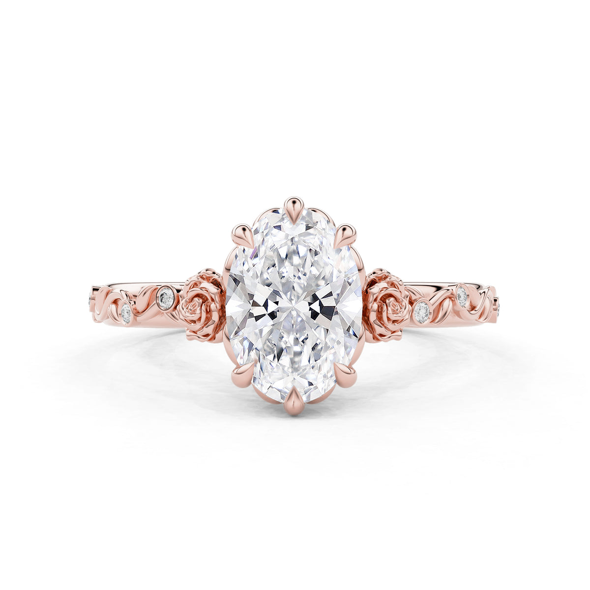 Roselle Oval Floral Engagement Ring with Rose Crown Gallery