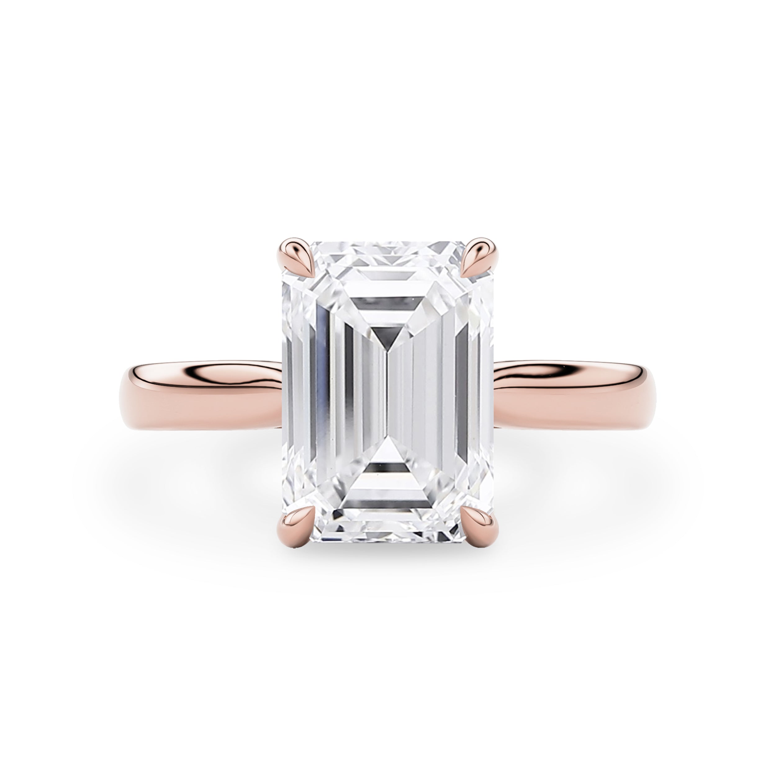 Lyra Emerald Cut Solitaire Cathedral Engagement Ring, Moissanite/Lab Grown Diamond