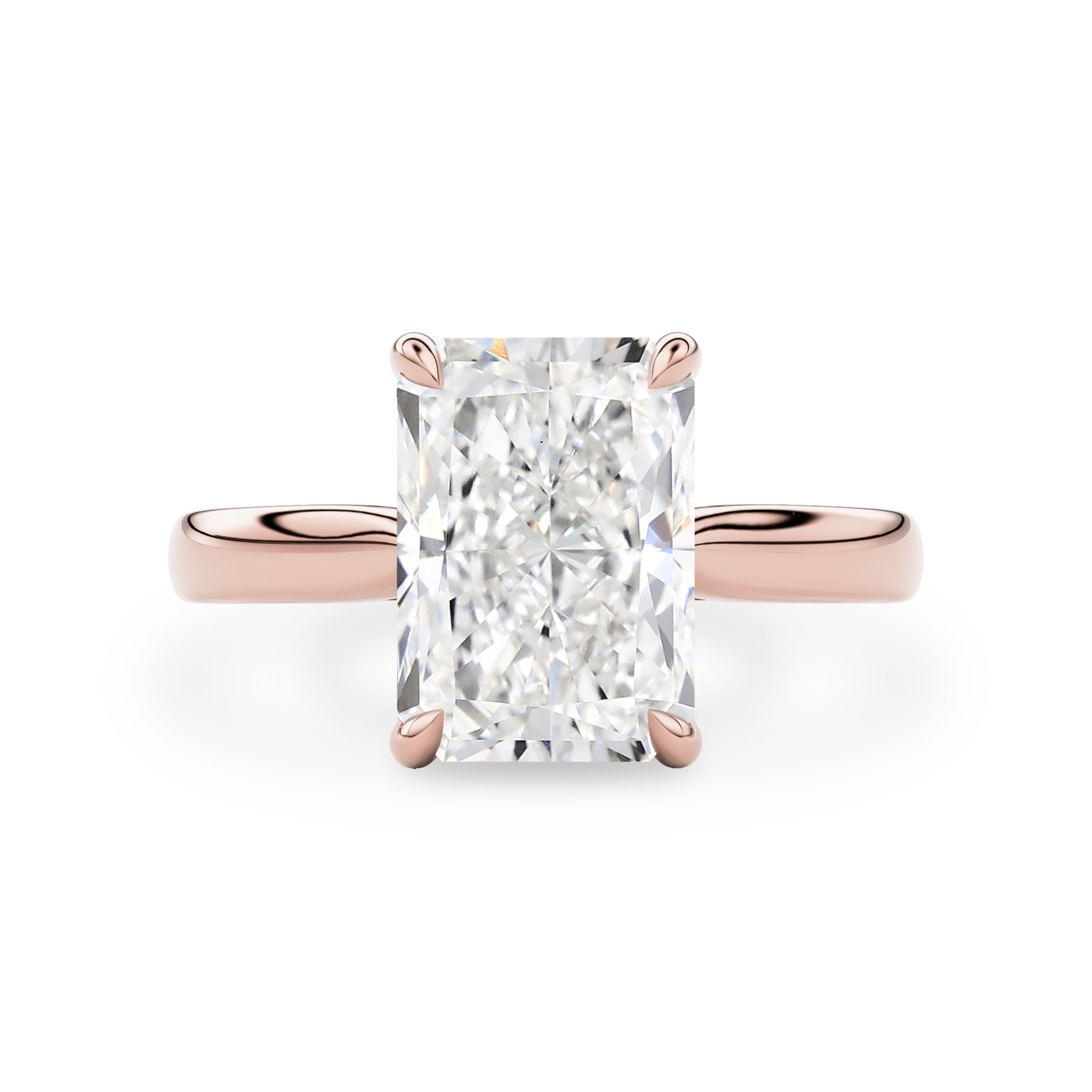 Lyra Radiant Cut Solitaire Cathedral Engagement Ring, Moissanite/Lab Grown Diamond