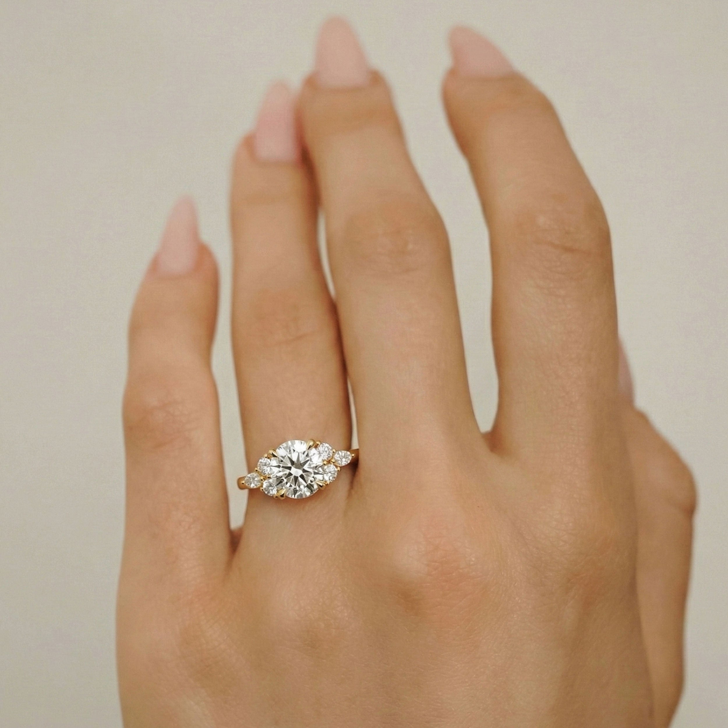 Elodie Round Marquise Cluster Engagement Ring, Moissanite/Lab Grown Diamond