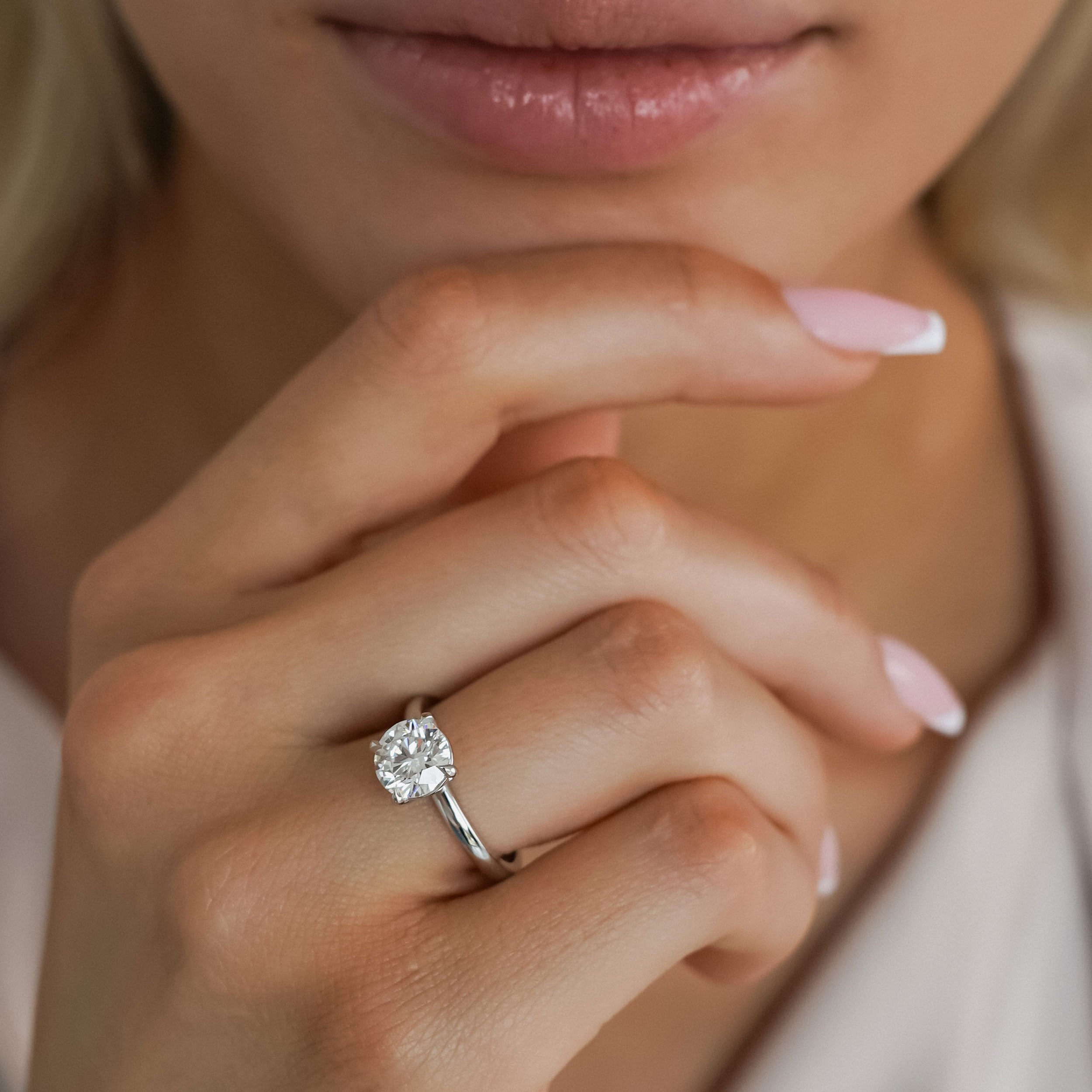 Chloe Round Cut Hidden Halo Engagement Ring, Moissanite/Lab Grown Diamond