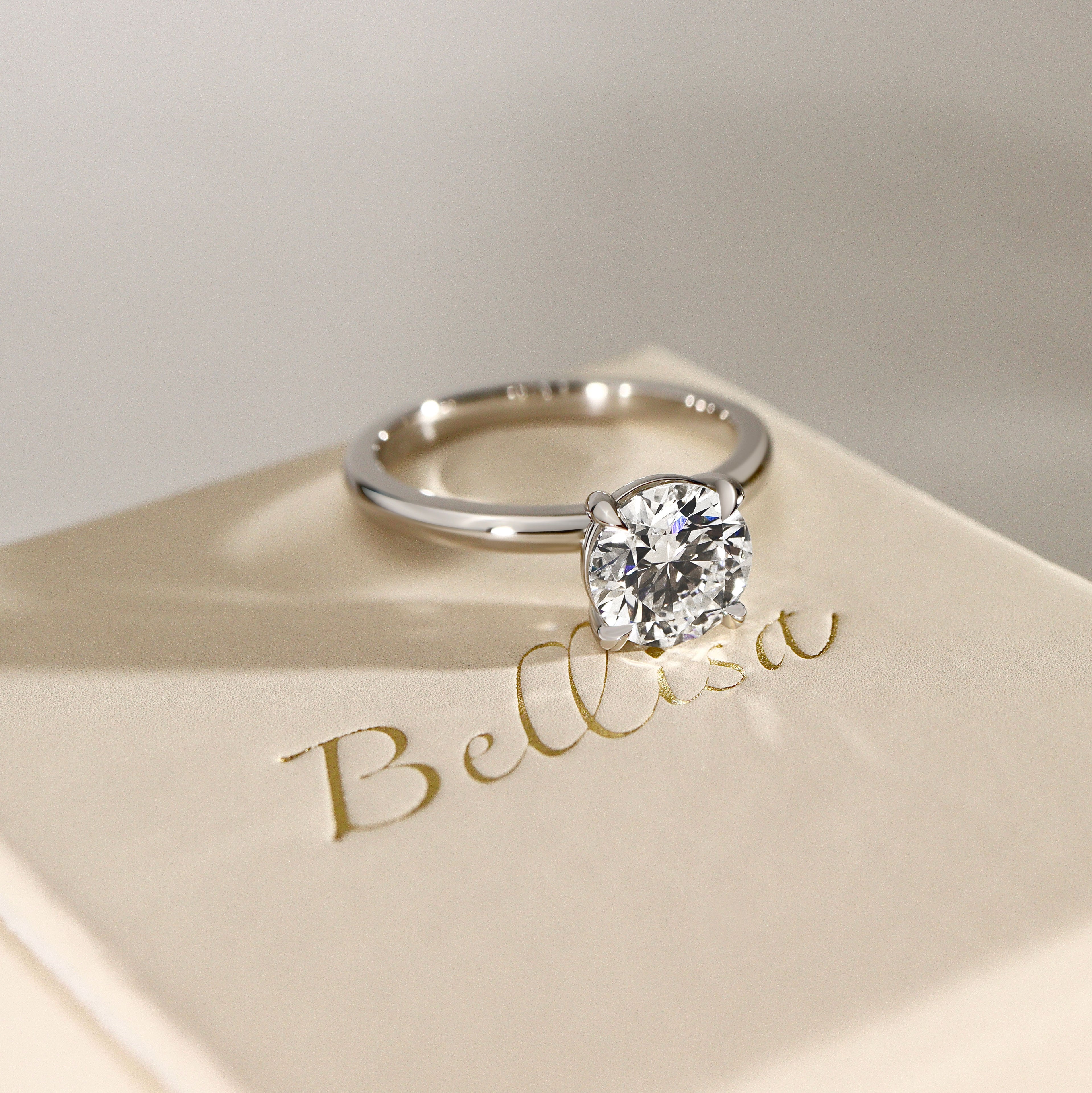 Chloe Round Cut Hidden Halo Engagement Ring, Moissanite/Lab Grown Diamond