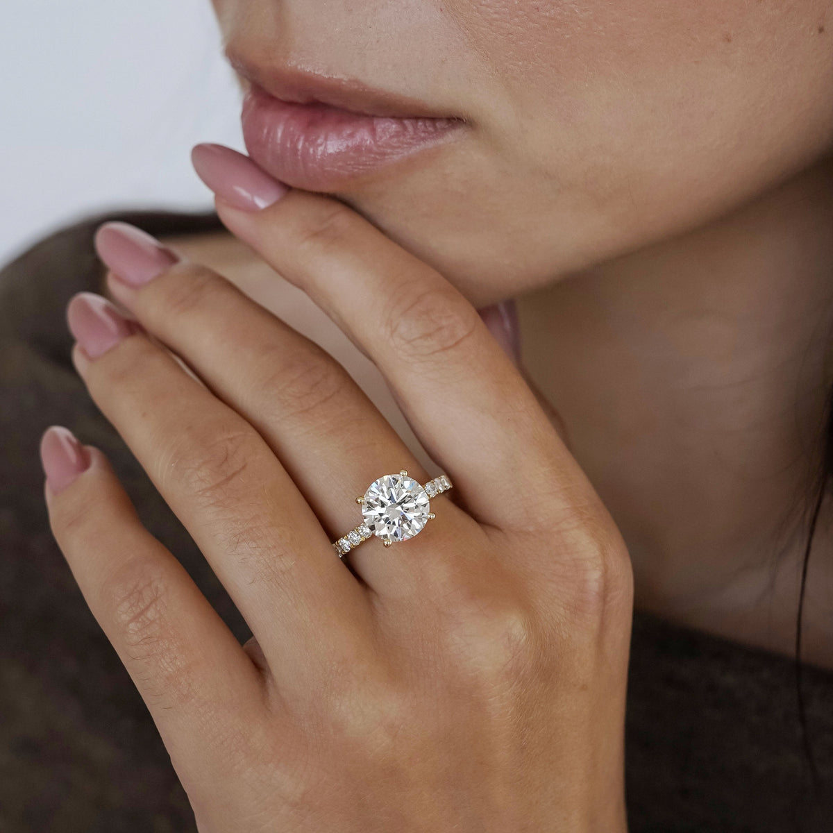 Riley Round Hidden Halo Cathedral Engagement Ring