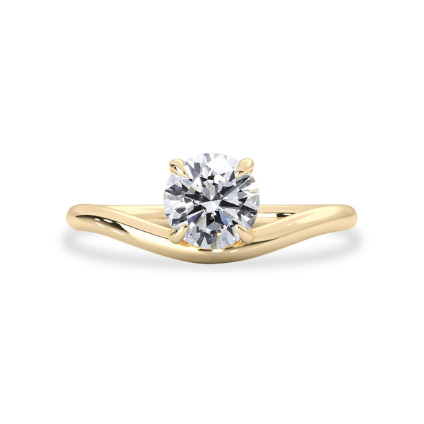 Orla Curved Band Solitaire Engagement Ring, Round Brilliant Cut