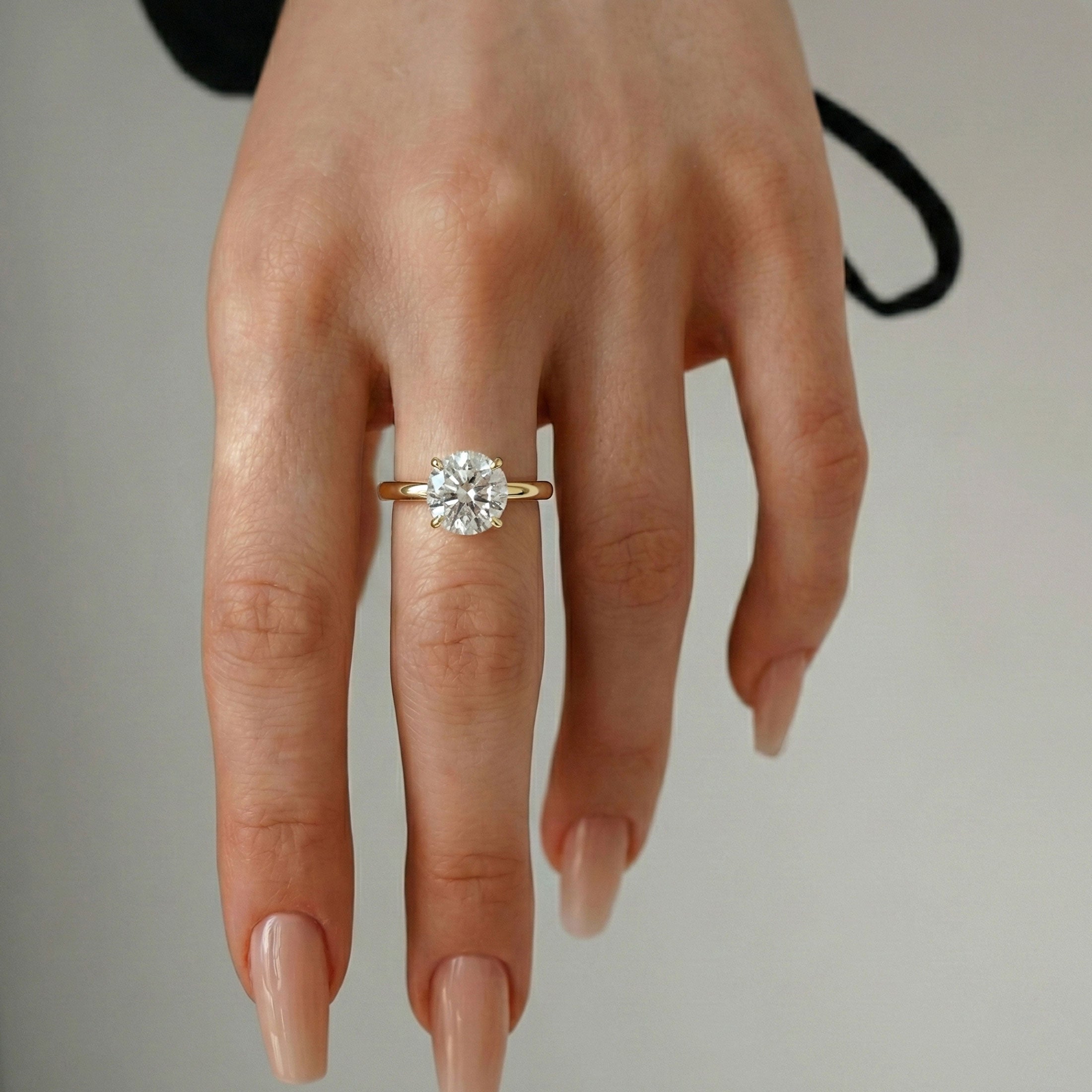 Claire Round Brilliant Cut Cathedral Solitaire Engagement Ring, Moissanite/Lab Grown Diamond