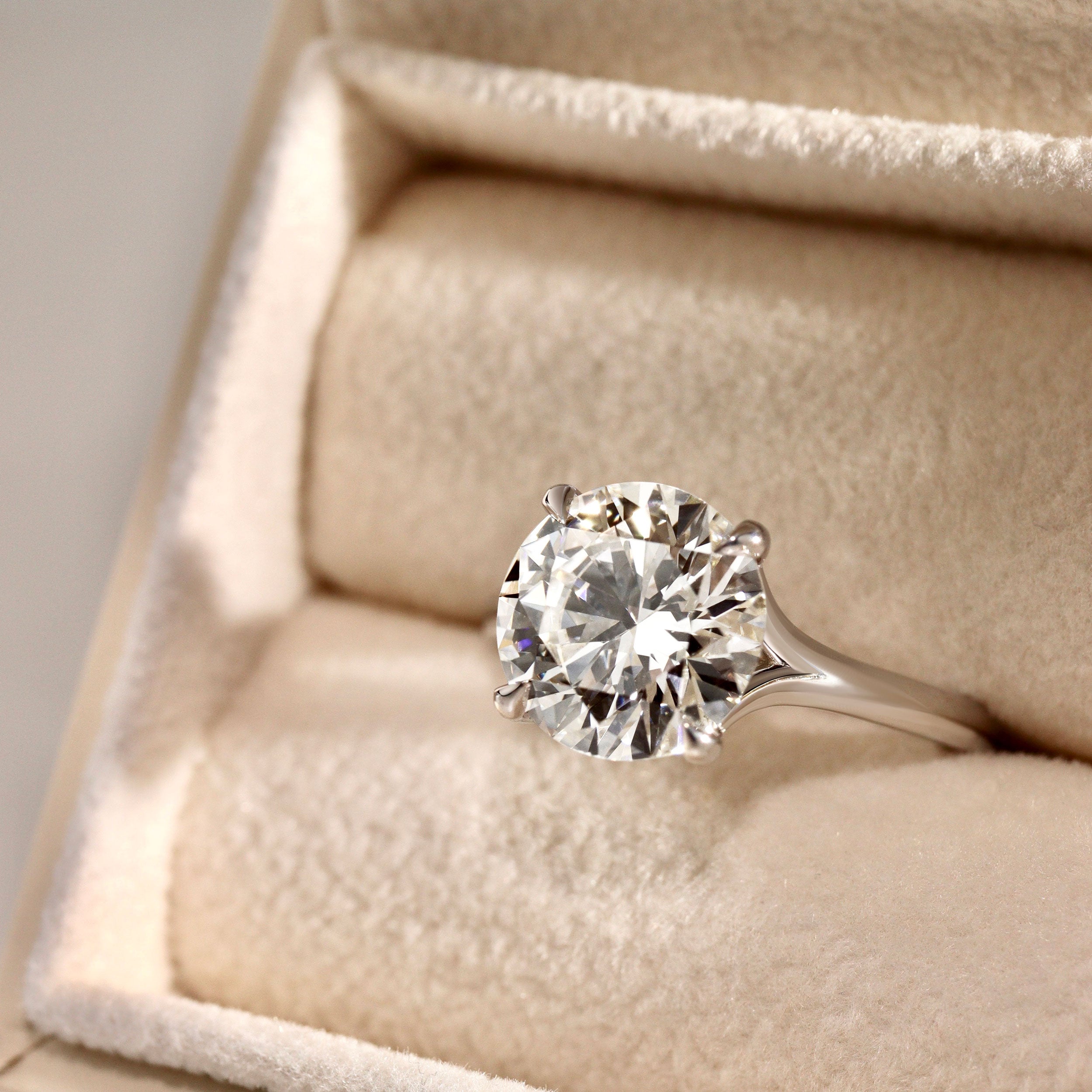 Juniper Round Trellis Solitaire Engagement Ring, Moissanite/Lab Grown Diamond