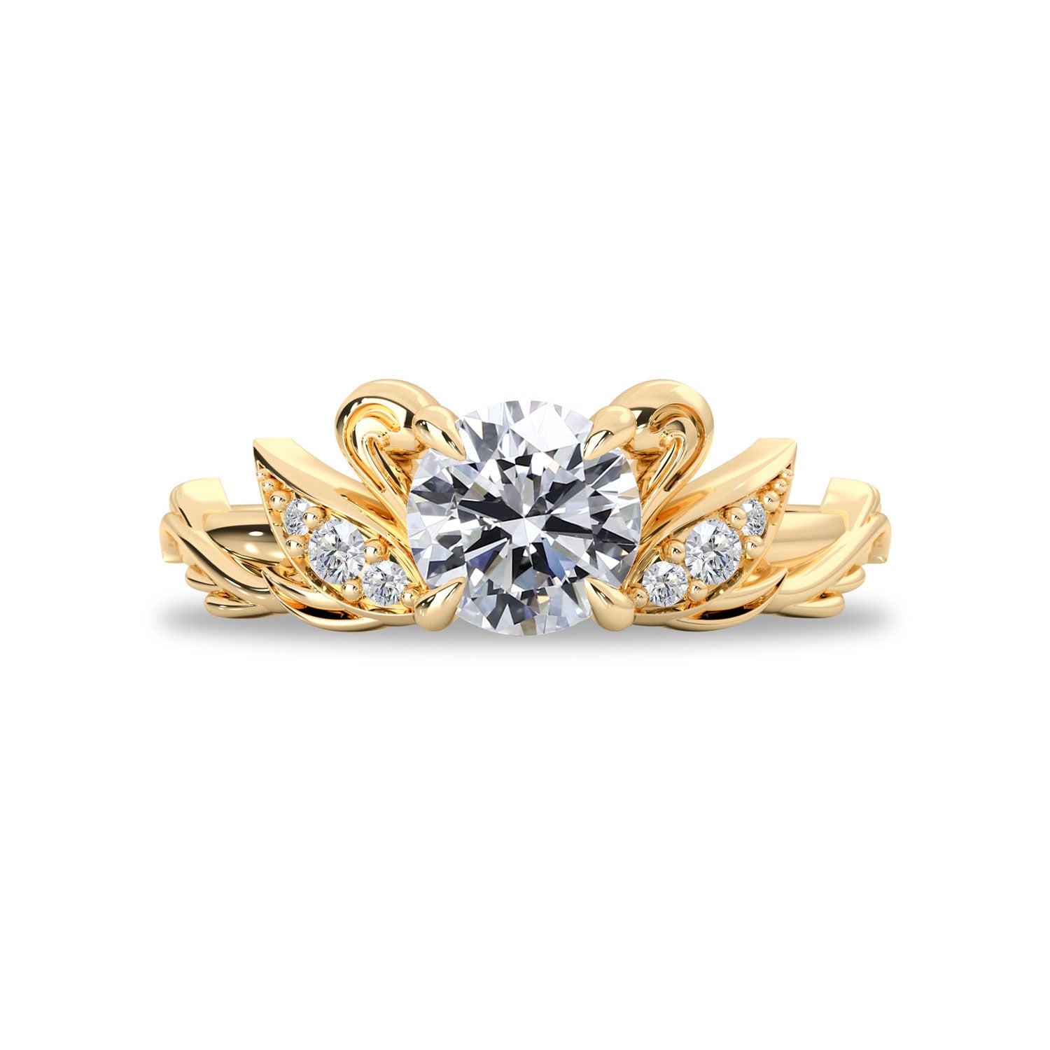 Ring Cawan Round Love Swan Engagement Ring | Bellisa Jewellery