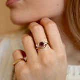 Anna's Dream Round Lab Ruby Cluster Engagement Ring