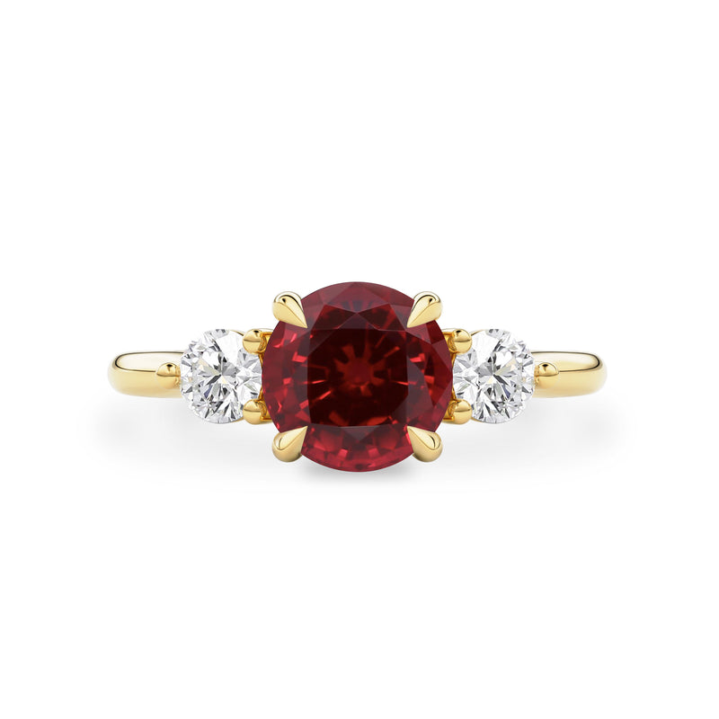 Sofia Round Lab Ruby Three Stone Engagement Ring