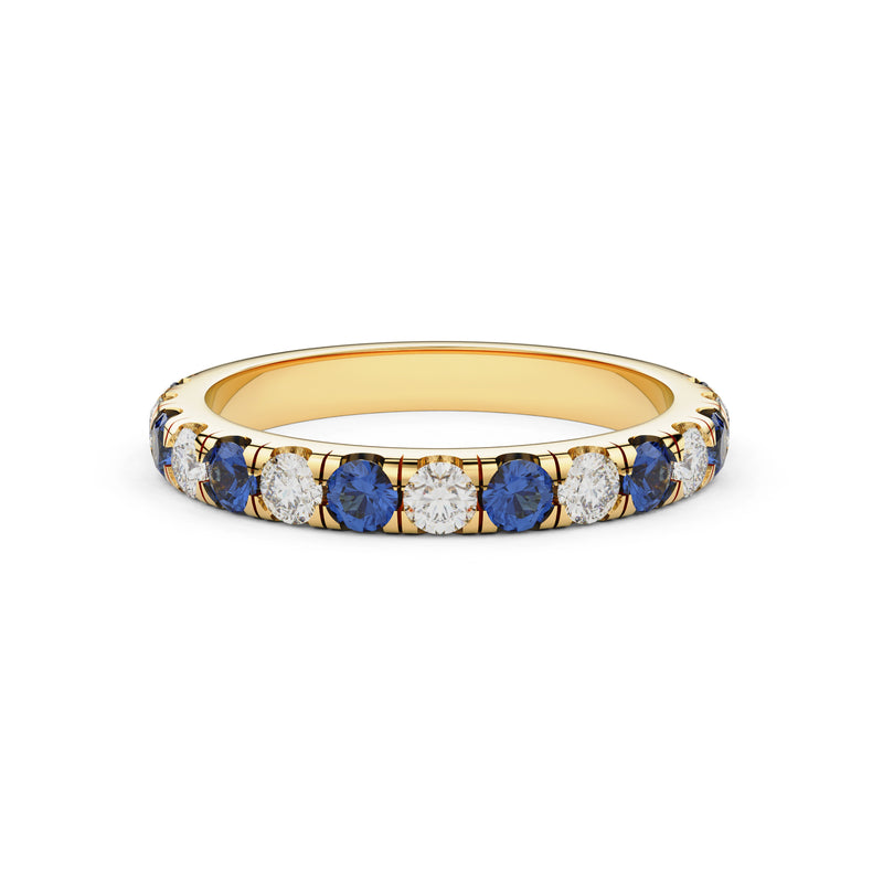 Custom Lab Grown Sapphire & Moissanite Half Eternity Ring