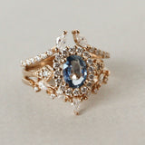 Vienna Diamond Star Halo Engagement Ring No.2, Oval Sapphire With Halo
