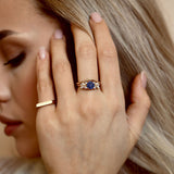 Anna's Dream Round Lab Blue Sapphire Cluster Engagement Ring