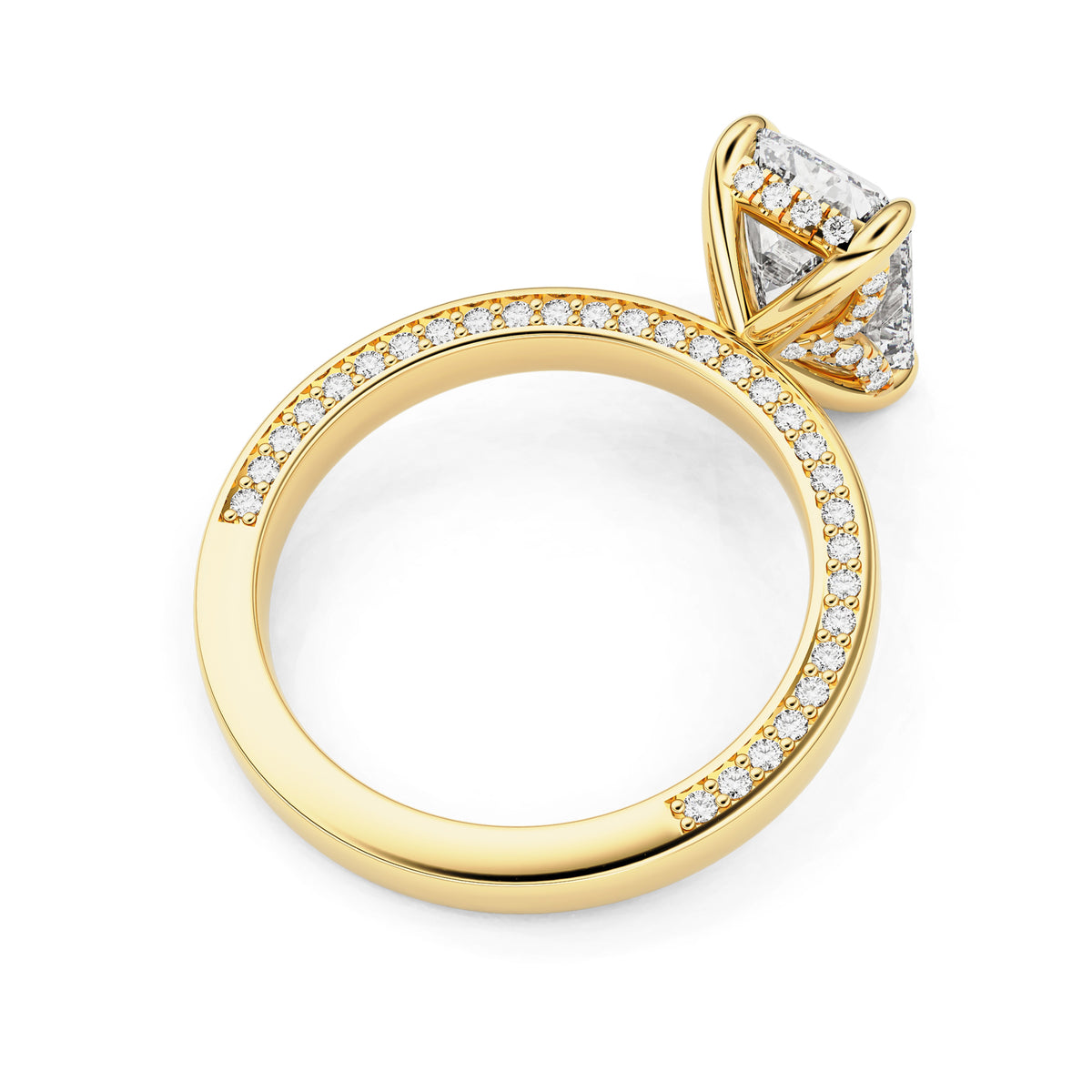 Serelle Radiant Cut Raised Hidden Halo Engagement Ring