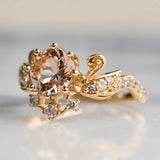 Brilliant Love Swan Engagement Ring, Round Brilliant Cut With Dual Swan