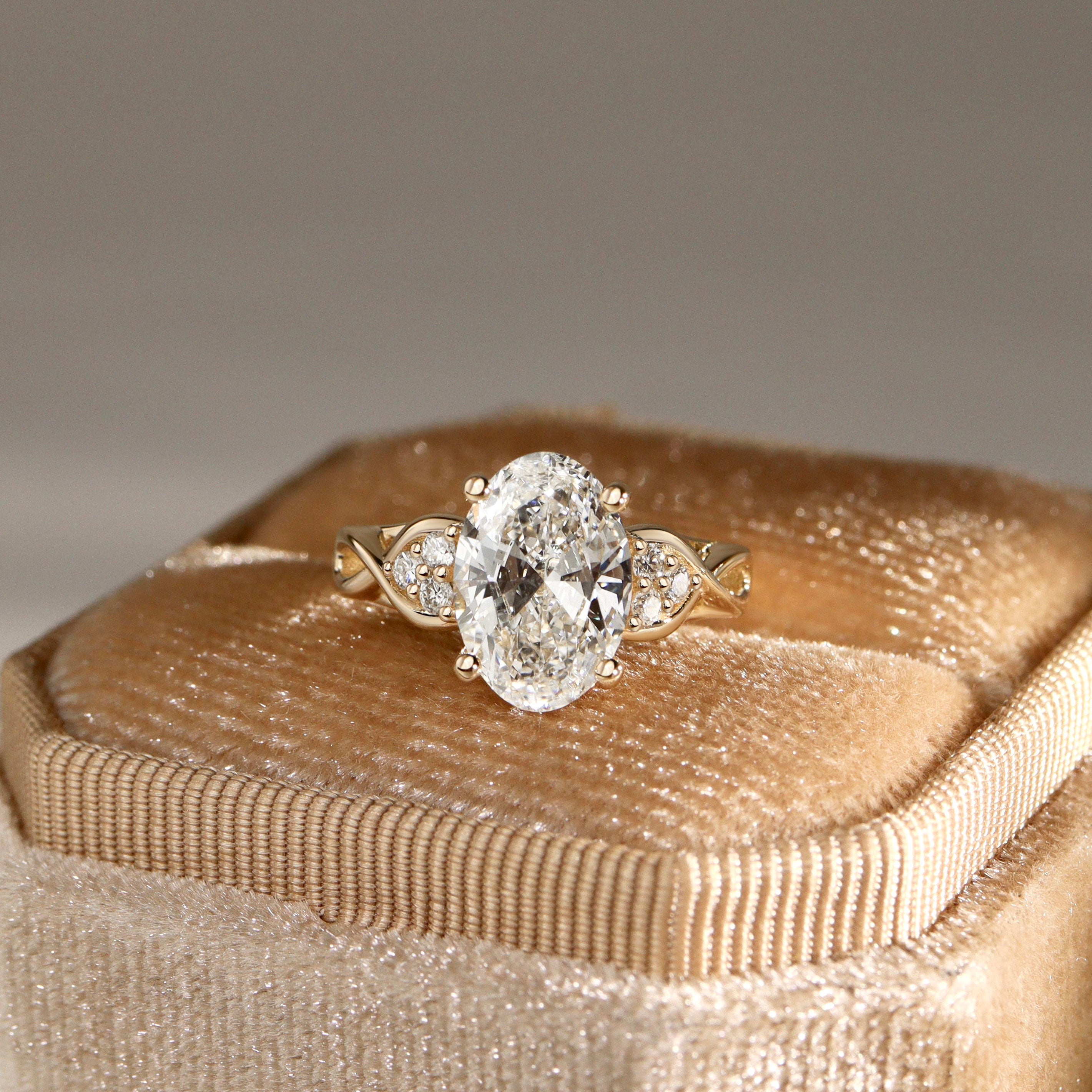 Serene Swan Oval Infinity Engagement Ring, Cathedral