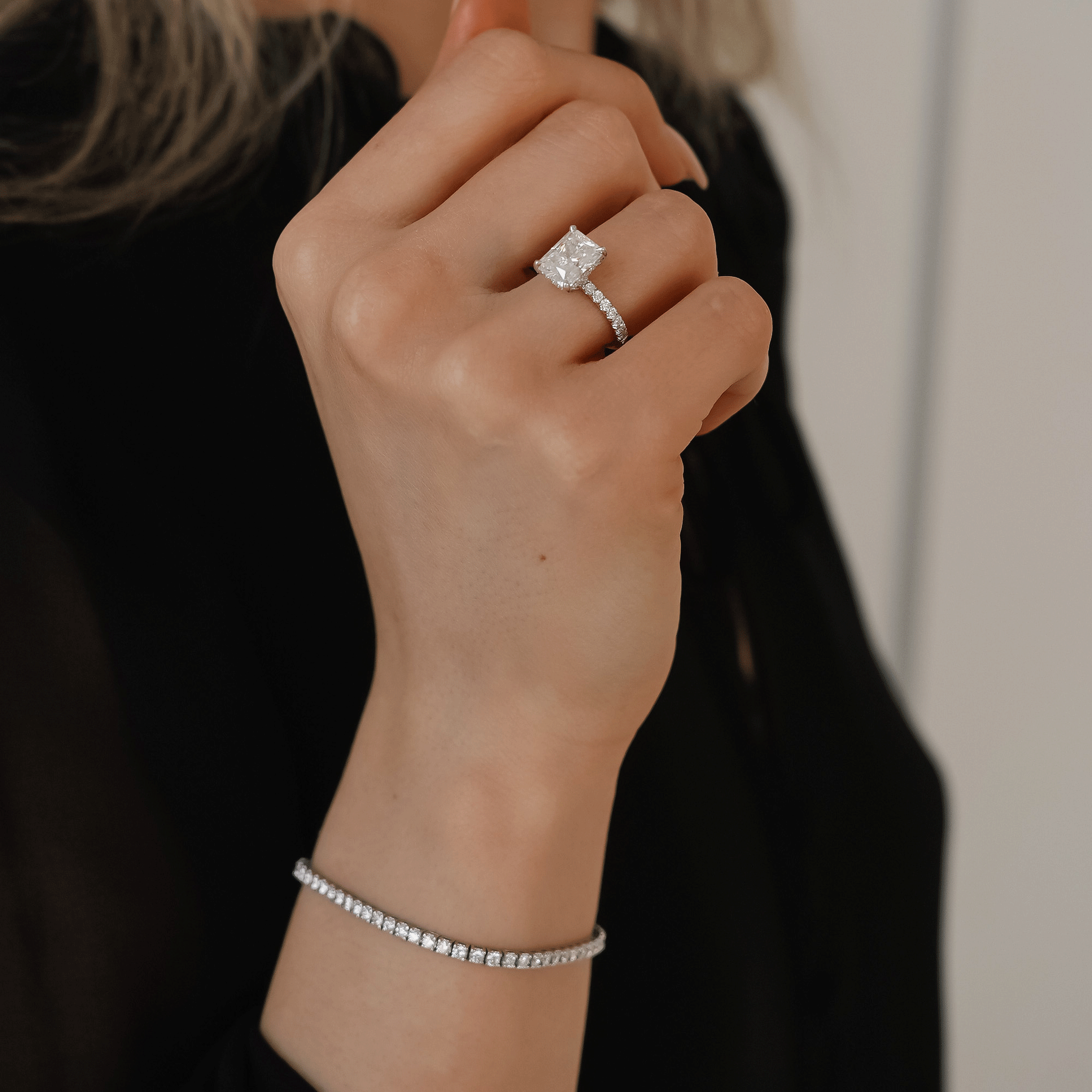 4 Prong Set Tennis Bracelet, Moissanite/Lab Grown Diamond