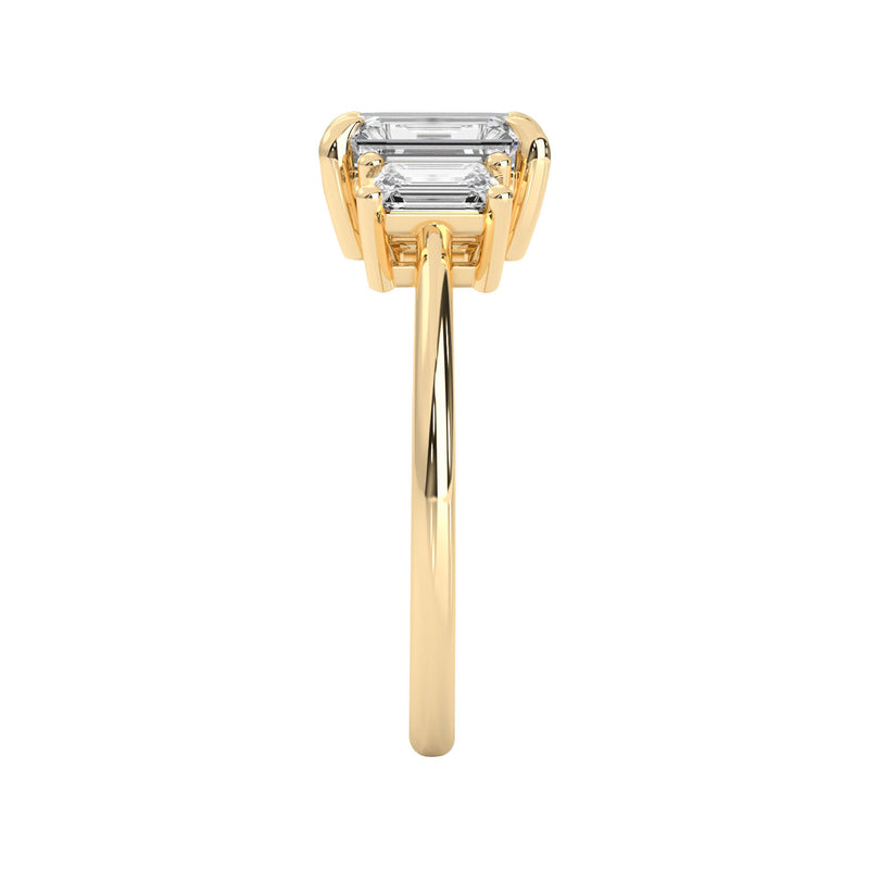 Evelyn Emerald Cut Three Stone Engagement Ring, Low Set