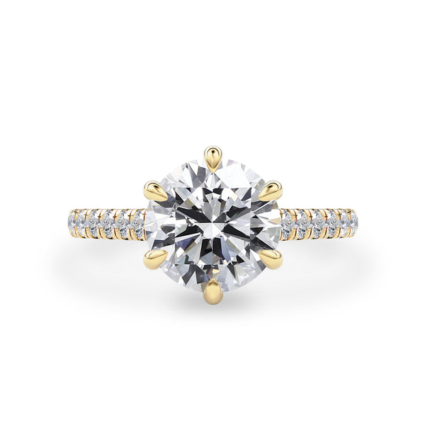 Jasmine 6 Claw Cathedral Round Engagement Ring, Moissanite/Lab Grown Diamond